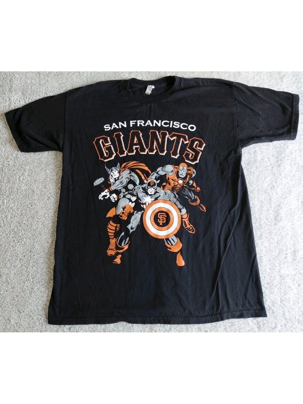 San Francisco Giants T Shirt Mens Large Marvel Captain America Alstyle